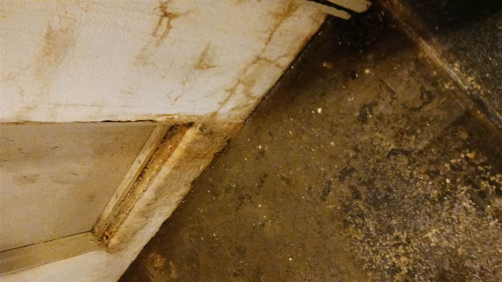 Locked emergency door at the first-floor landing